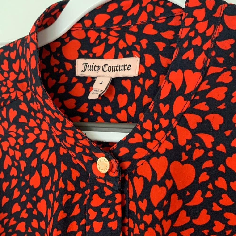 Vintage Juicy Couture Red hearts Button Down Shirt